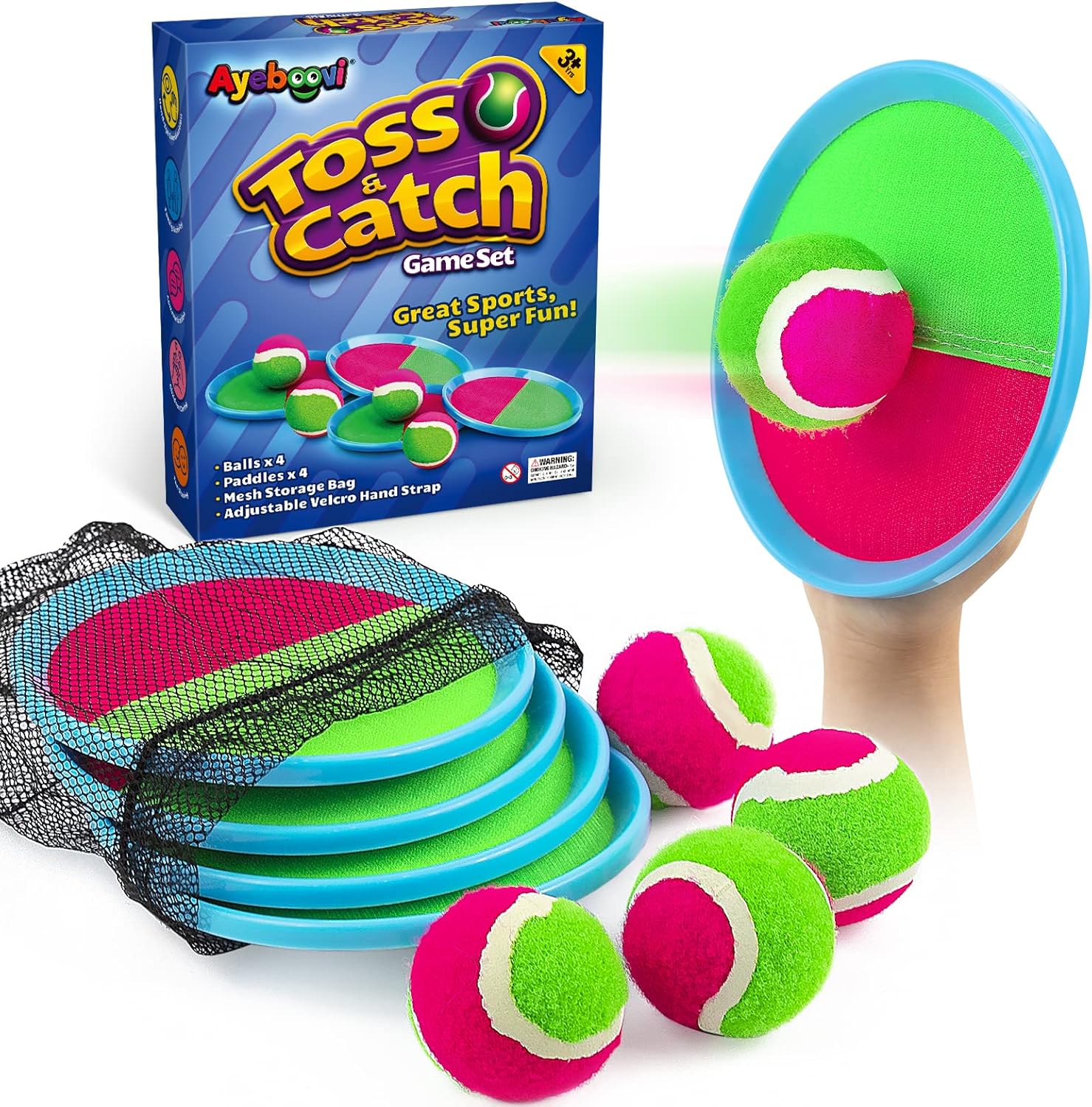 Ayeboovi Toss and Catch Ball Game Outdoor Toys for Kids Games Beach Pool Toys Outdoor Yard Games for 3 4 5 6 7 8+ Year Old Boys Girls Birthday Valentine's Day Gift Easter Basket Stuffers (Upgraded) 24hrsmart